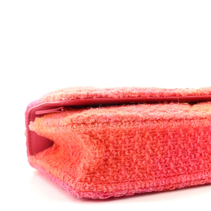 Chanel Wool Tweed Lambskin Quilted Chanel 19 Wallet On Chain WOC Coral Pink 10 of 11