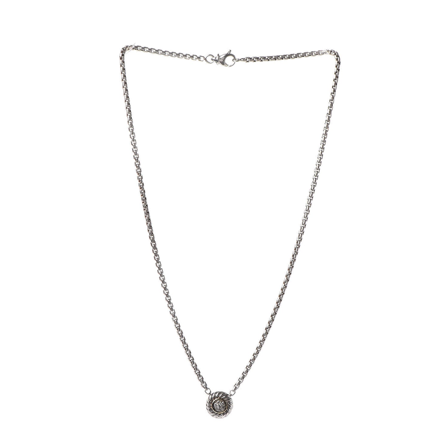 Sterling Silver 18K Yellow Gold Diamond 12mm Pave Cookie Necklace