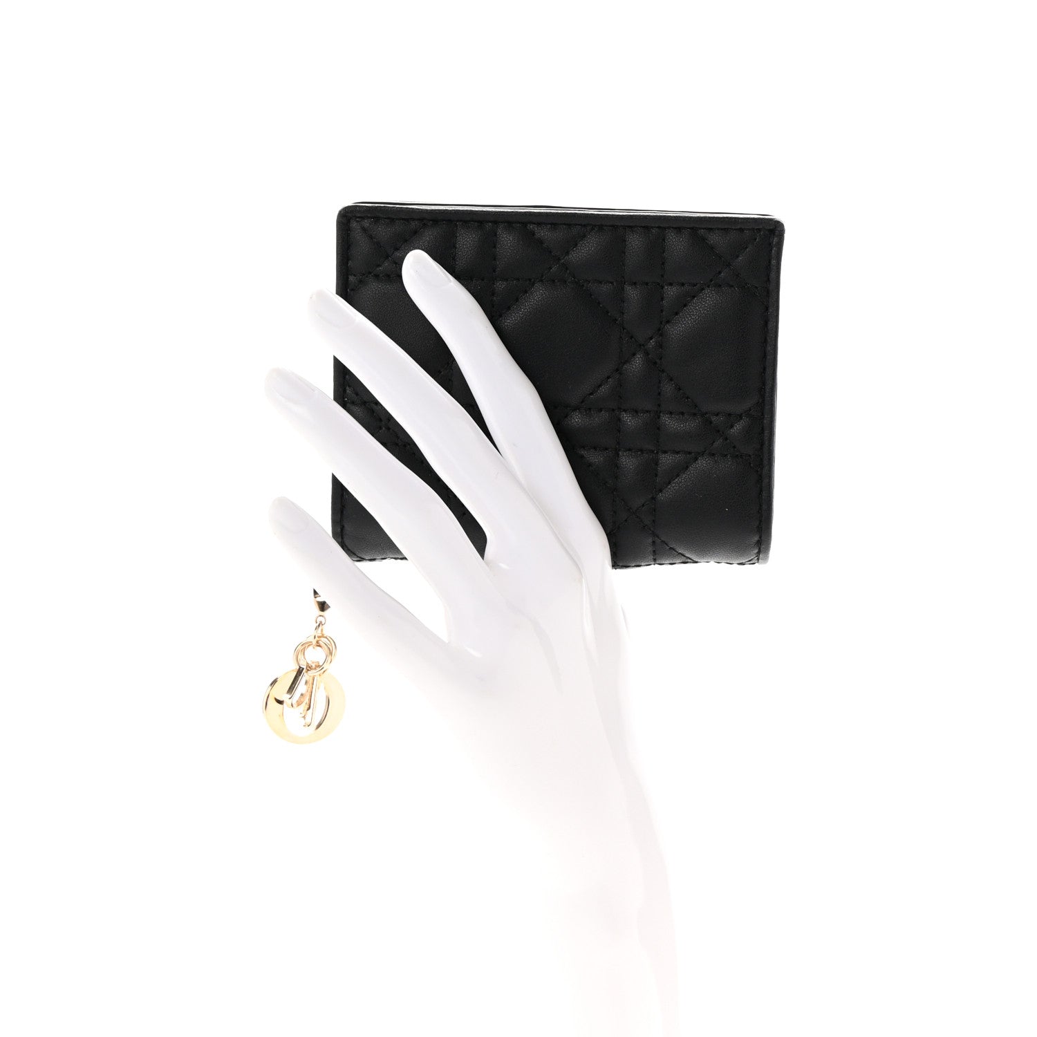 Christian Dior Lambskin Cannage Small Lady Dior Flap Card Holder Black 2 of 7