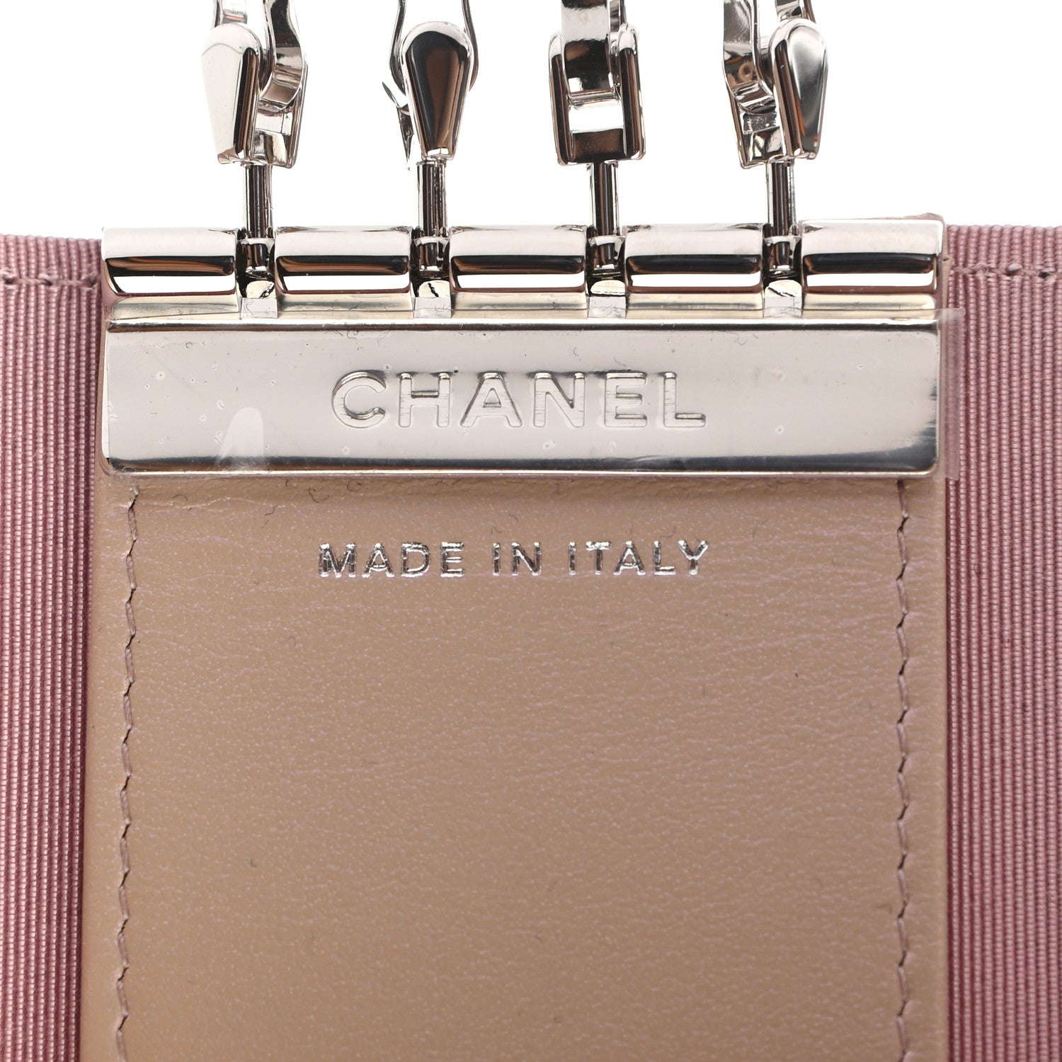 Chanel Iridescent Calfskin Quilted Classic 4 Key Holder Wallet Pink 7 of 8
