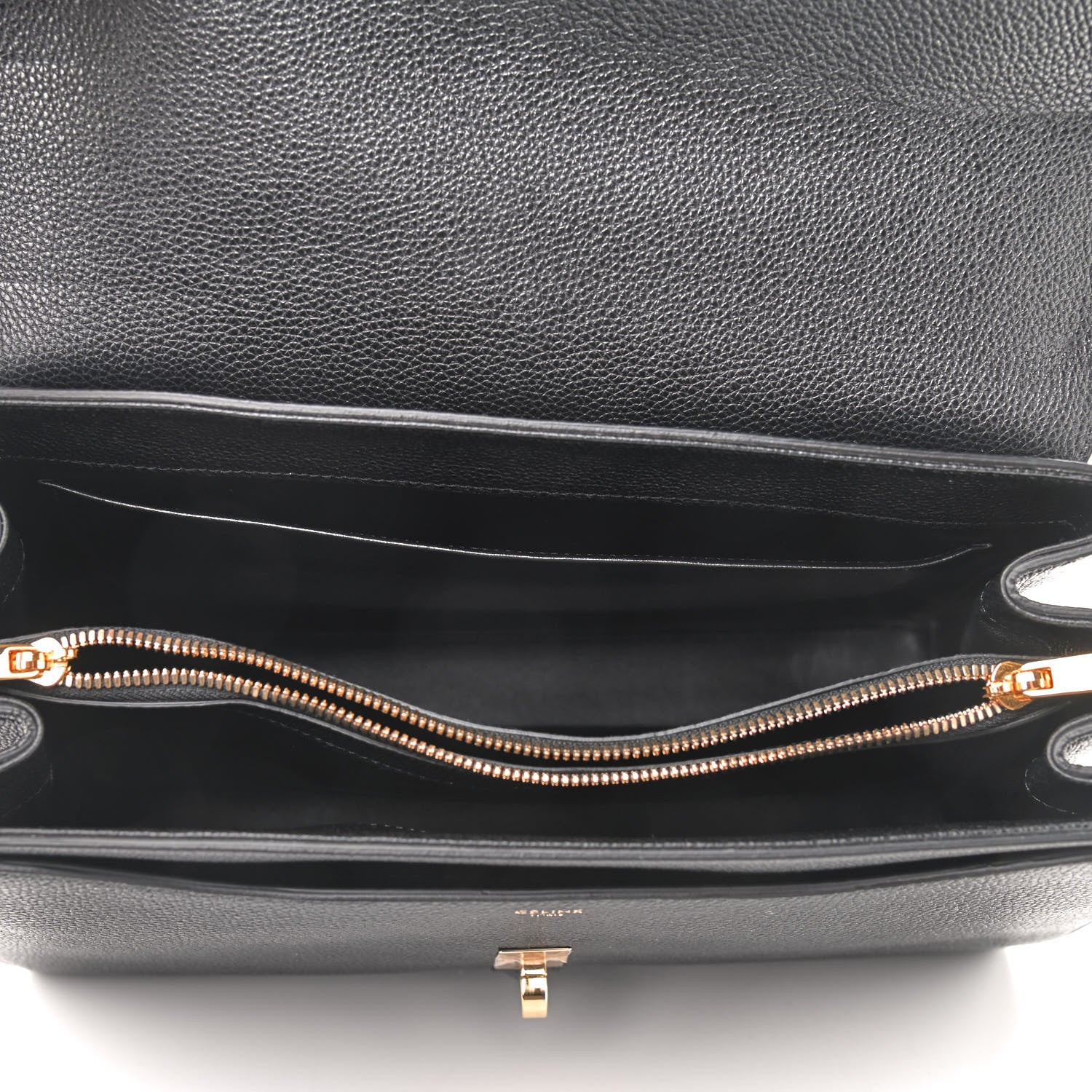 Celine Grained Calfskin Classique 16 Top Handle Bag Black 7 of 9