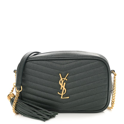 Saint Laurent Grain De Poudre Matelasse Monogram Mini Lou Camera Bag New Vert Fonce 1 of 10