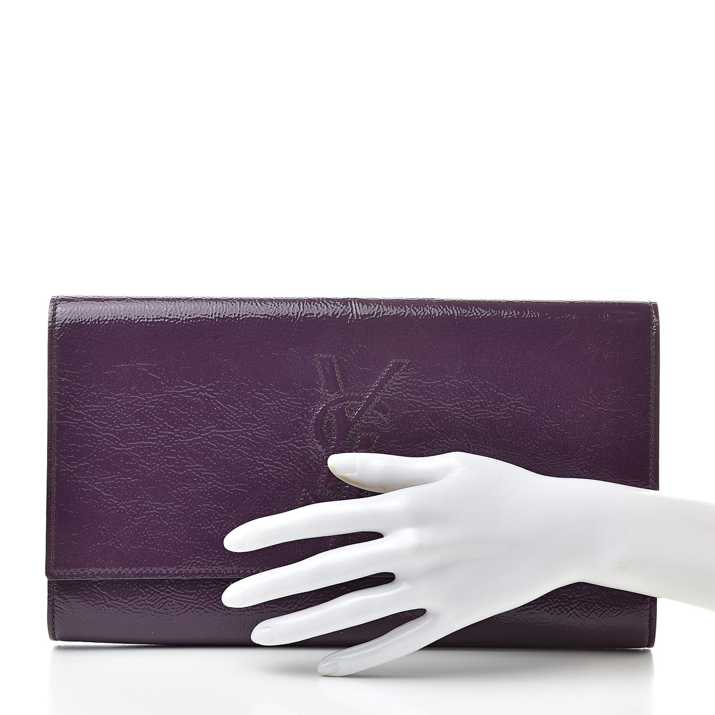 Textured Patent Monogram Large Belle De Jour Clutch Purple