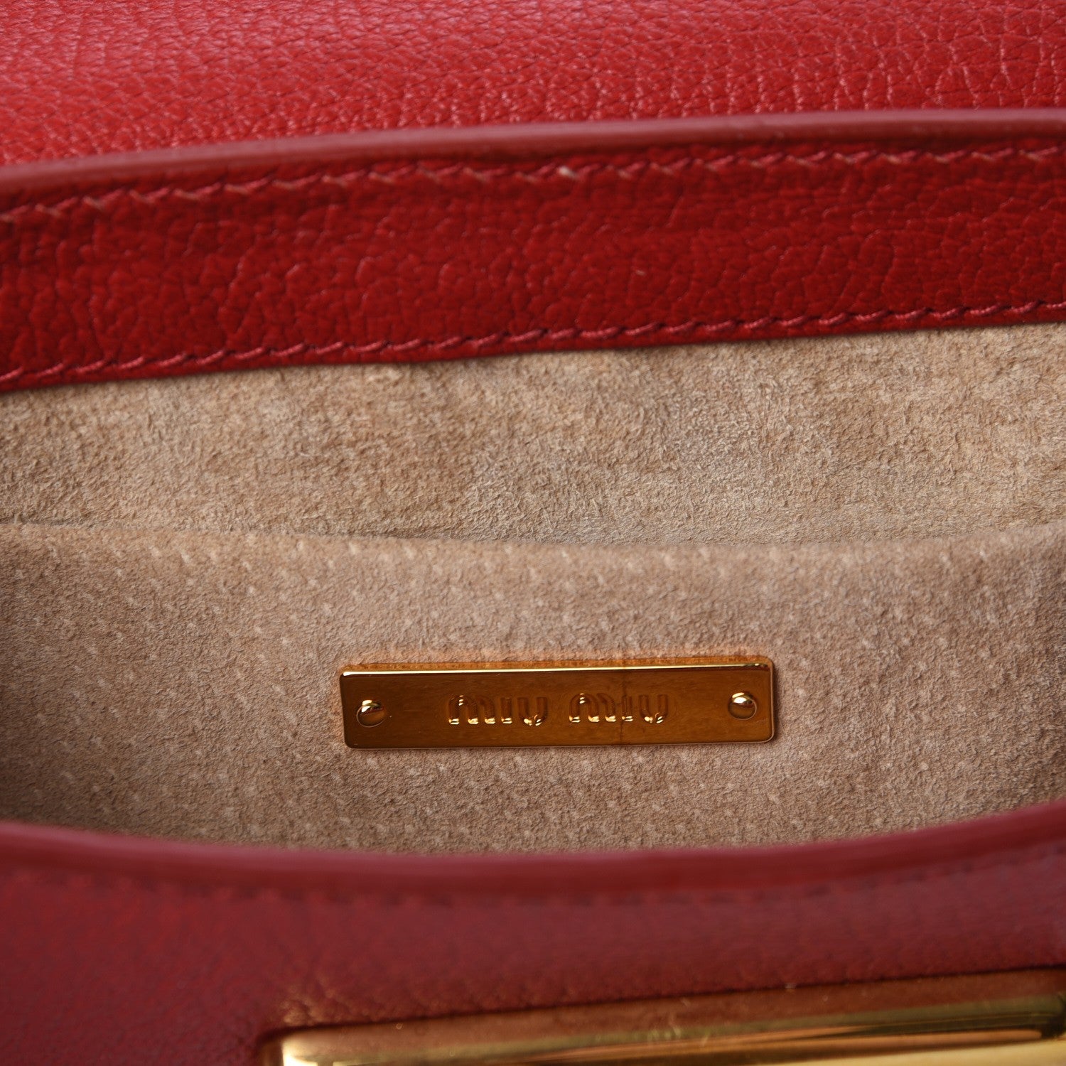 Miu Miu Goatskin Madras Crossbody Bag Rosso 6 of 8