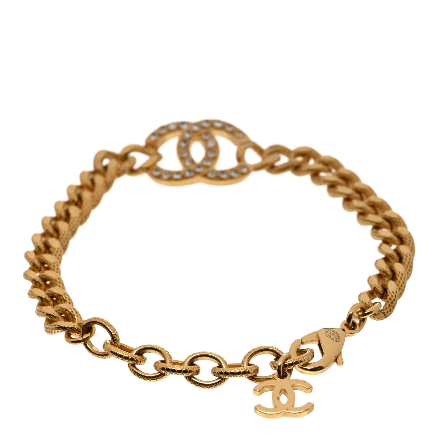 Crystal CC Chain Link Bracelet Gold