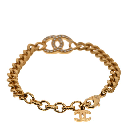 Chanel Crystal CC Chain Link Bracelet Gold 3 of 4