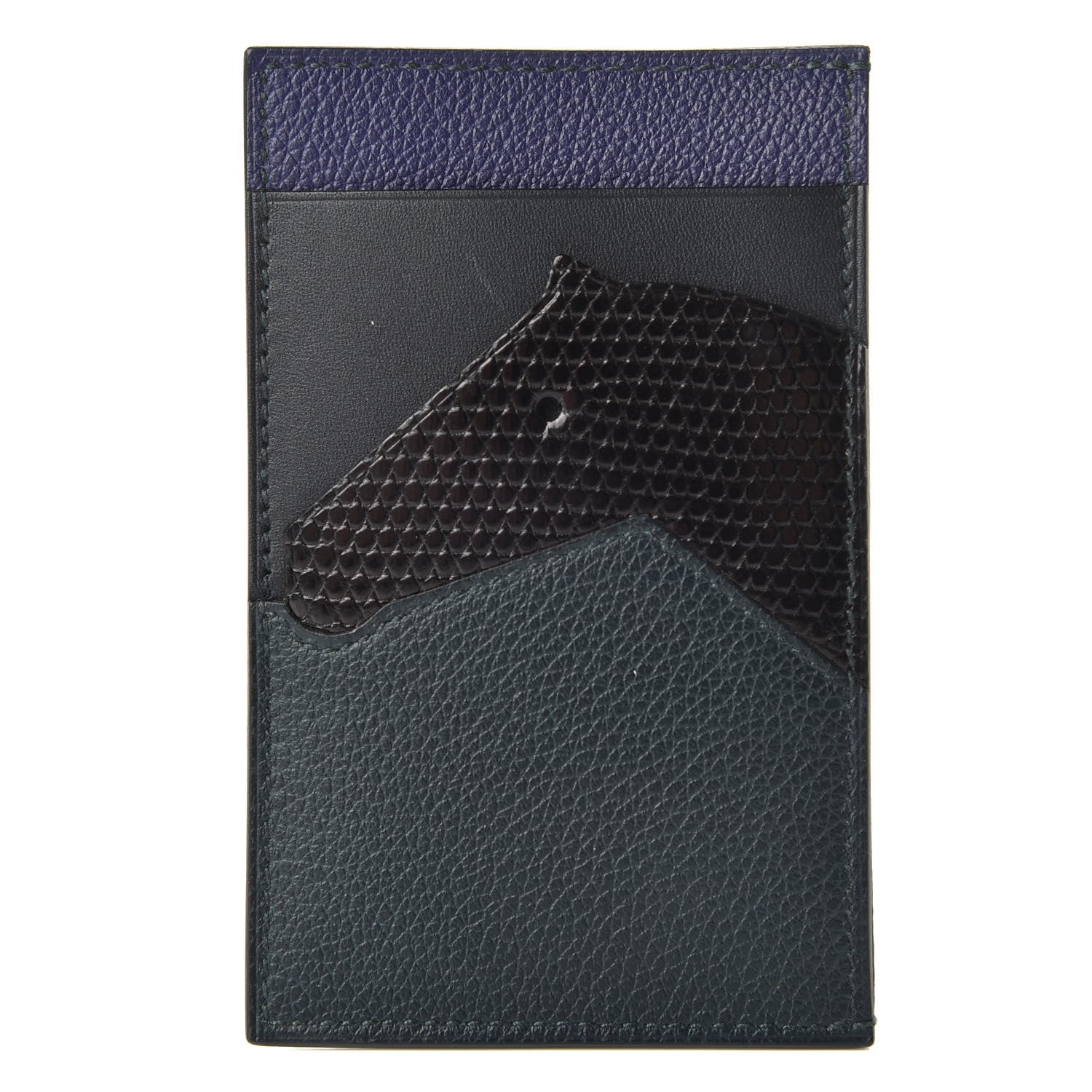 Hermes Polished Lizard Evercolor Sombrero II Les Petits Chevaux Card Holder Cypress Black Bleu Obscur Encre 1 of 8