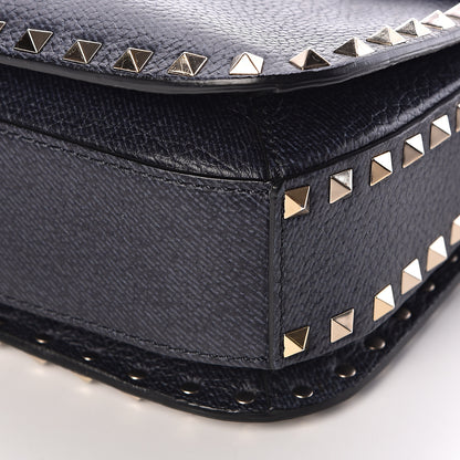 Valentino Garavani Pebbled Calfskin Medium Rockstud Flap Saddle Bag Deep Denim 11 of 11