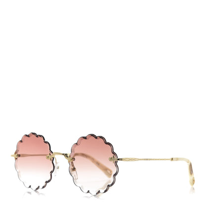 Chloe Round Scalloped Rosie Sunglasses CE143S Gold Coral 1 of 8