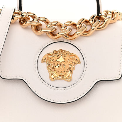 Versace Grained Calfskin Small La Medusa Top Handle Bag Optical White 8 of 10