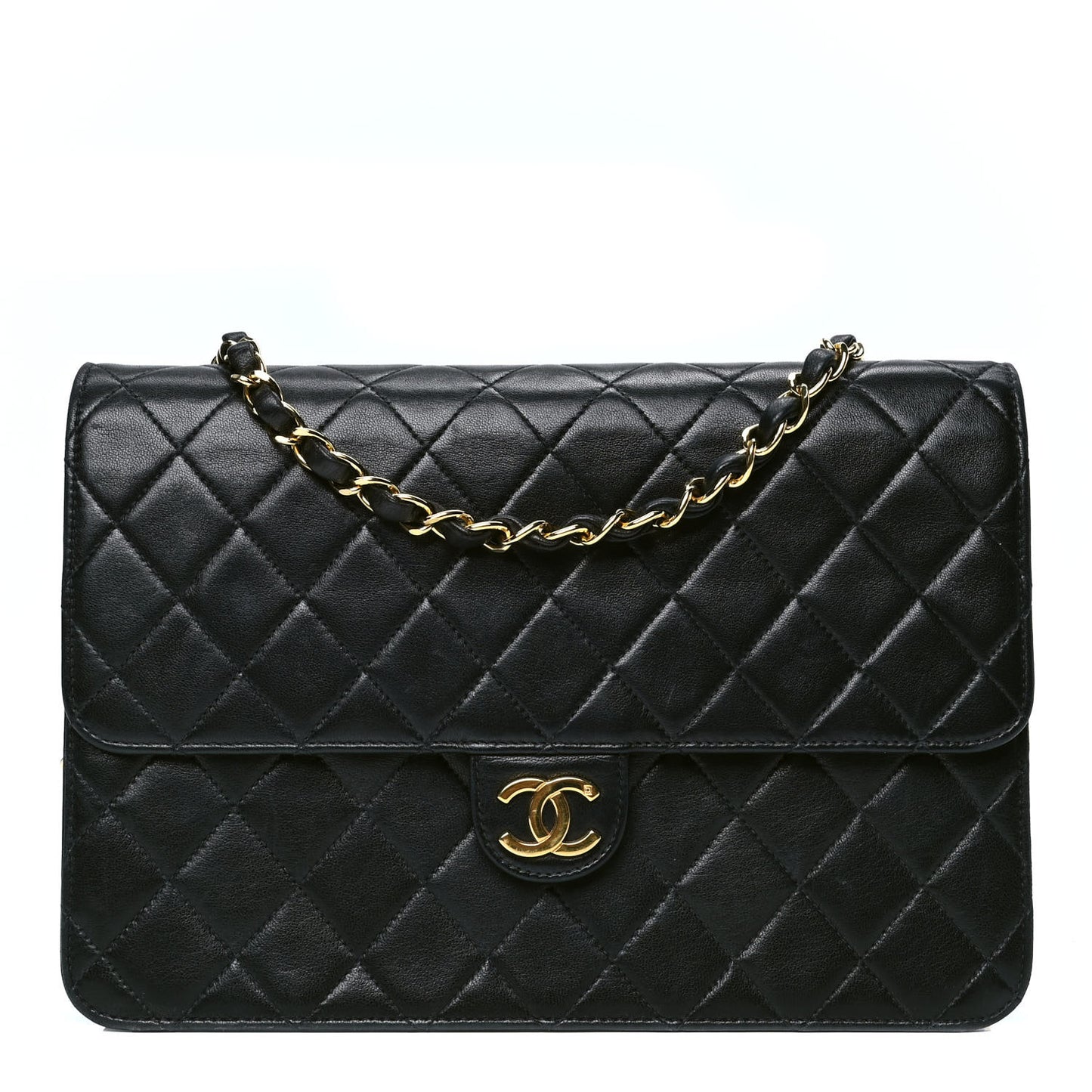 Lambskin Quilted Medium Single Flap Black