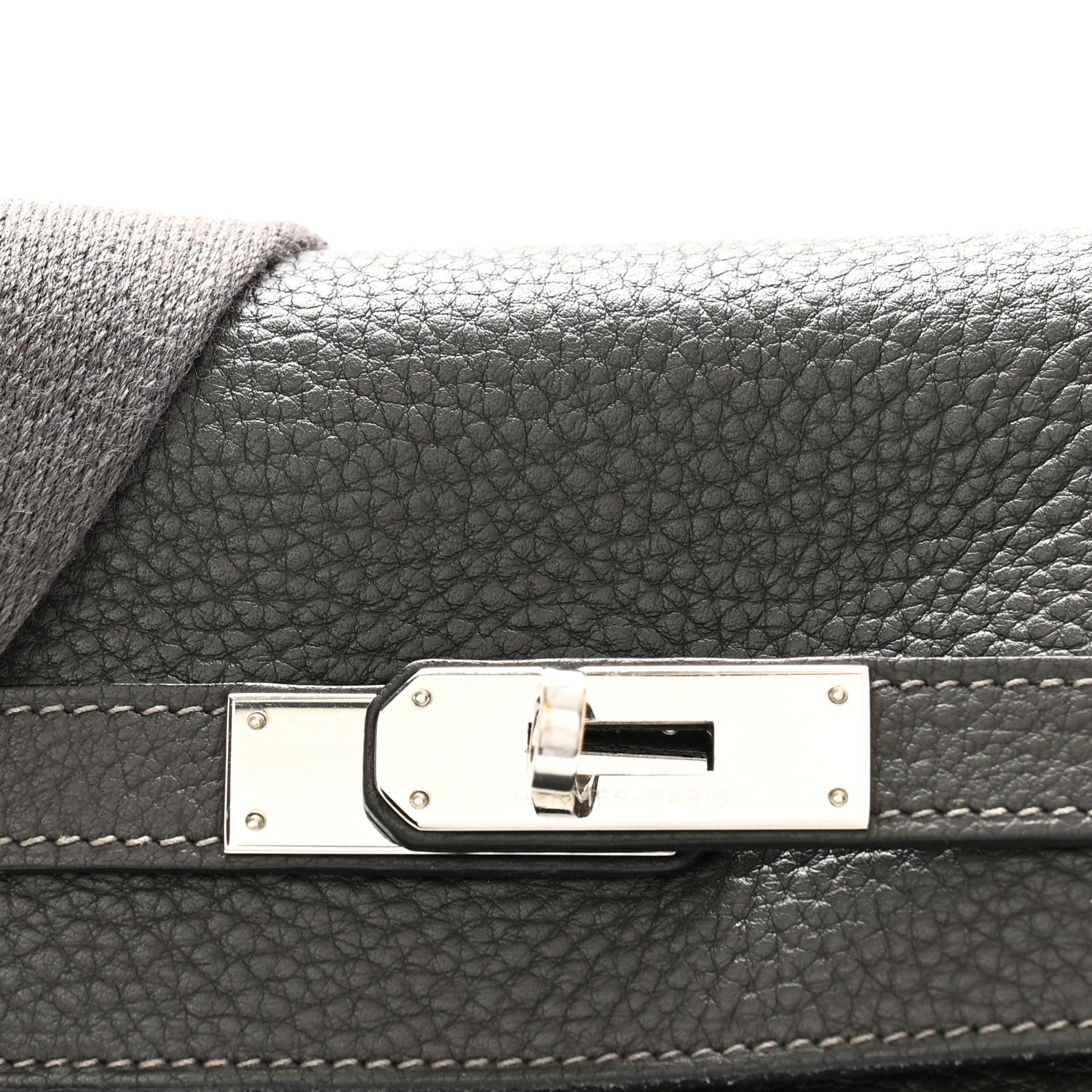 Hermes Taurillon Clemence Kelly Retourne 35 Etain Rouge Casaque 8 of 14