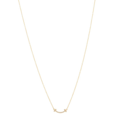 Tiffany 18K Yellow Gold Diamond Mini T Smile Pendant Necklace 1 of 3
