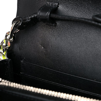 Saint Laurent Patent Grain De Poudre Matelasse Chevron Monogram Chain Wallet Neon Yellow 11 of 15