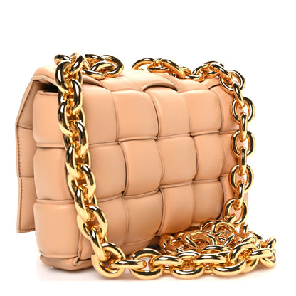Bottega Veneta Lambskin Maxi Intreccio Padded Chain Cassette Crossbody Bag Almond 3 of 11