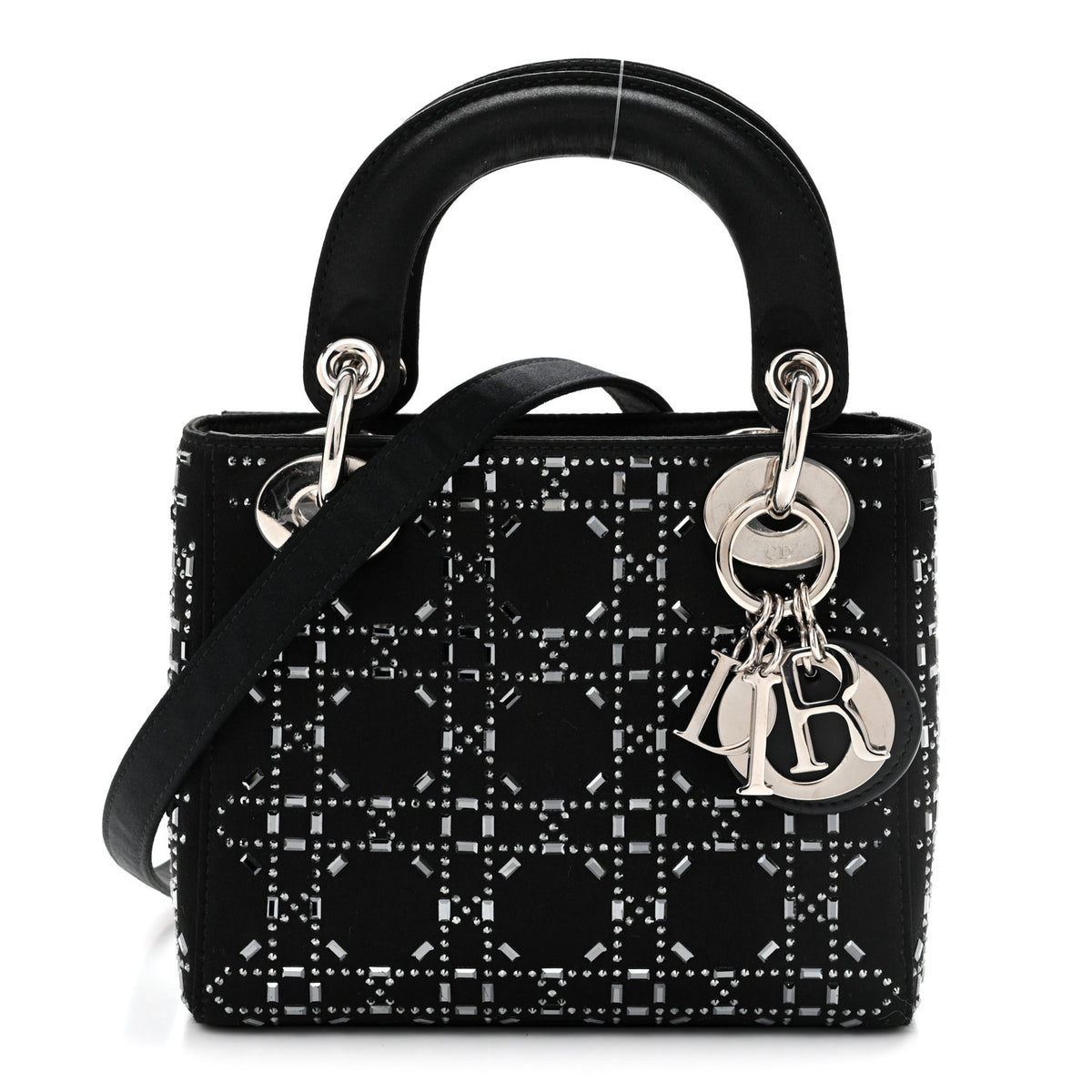 Christian Dior Satin Crystal Cannage Mini Lady Dior Black 1 of 25