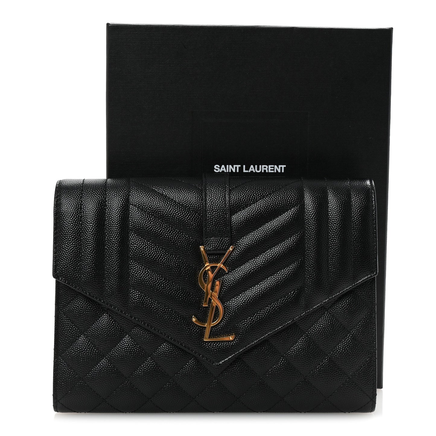 Grain De Poudre Textured Mixed Matelasse Triquilt Monogram Clutch Black