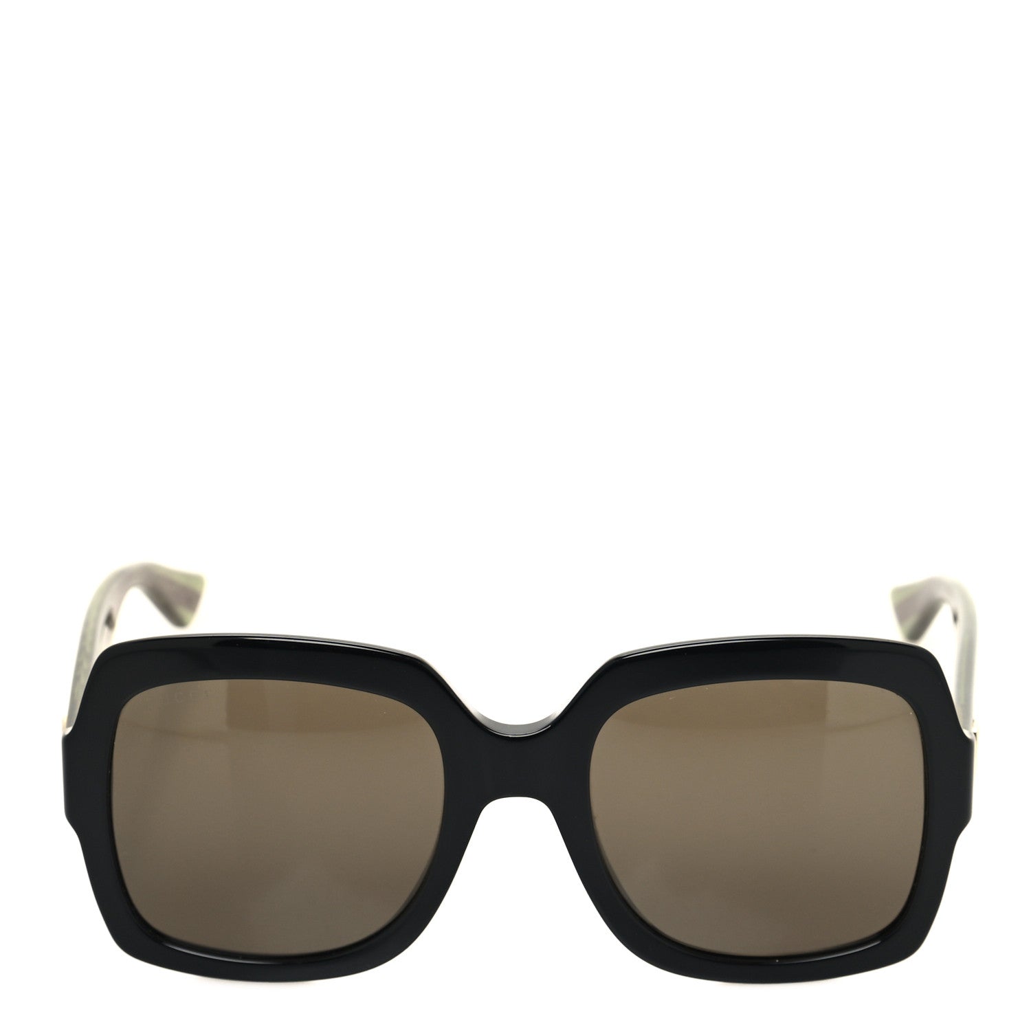 Gucci Acetate Square Frame Web Glitter Sunglasses GG0036S Black Green 2 of 8
