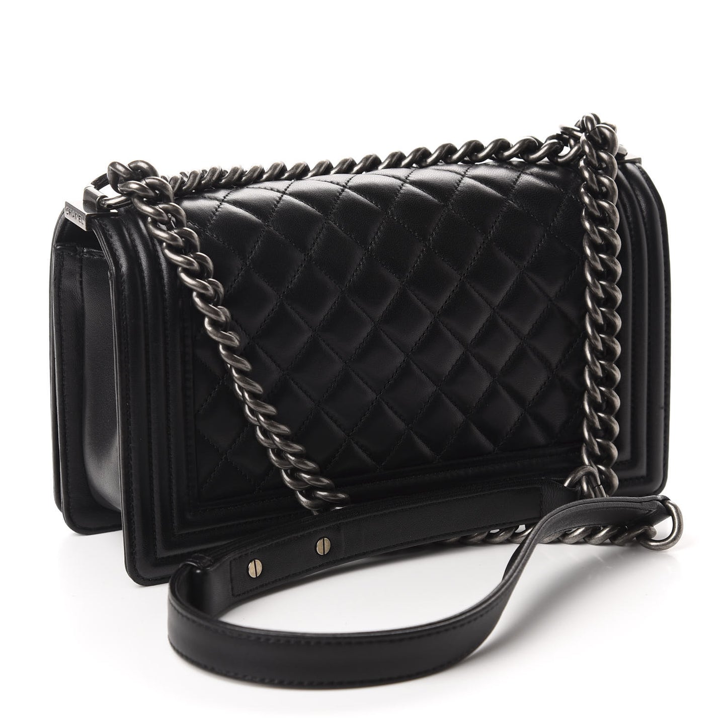 Lambskin Quilted Medium Boy Flap Black
