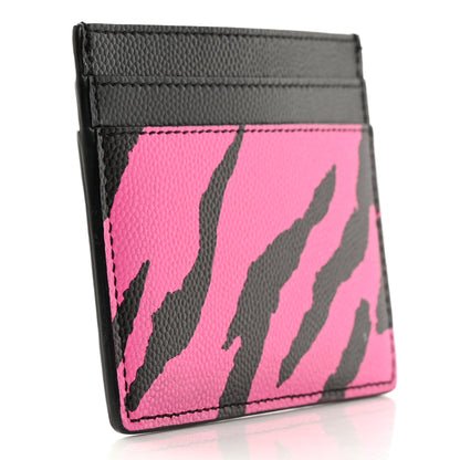 Saint Laurent Calfskin Zebra Print Credit Card Case Fuchsia Black 3 of 17