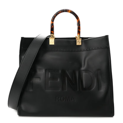 Fendi Vitello King Plexiglass Medium Fendi Sunshine Shopper Tote Black 1 of 11