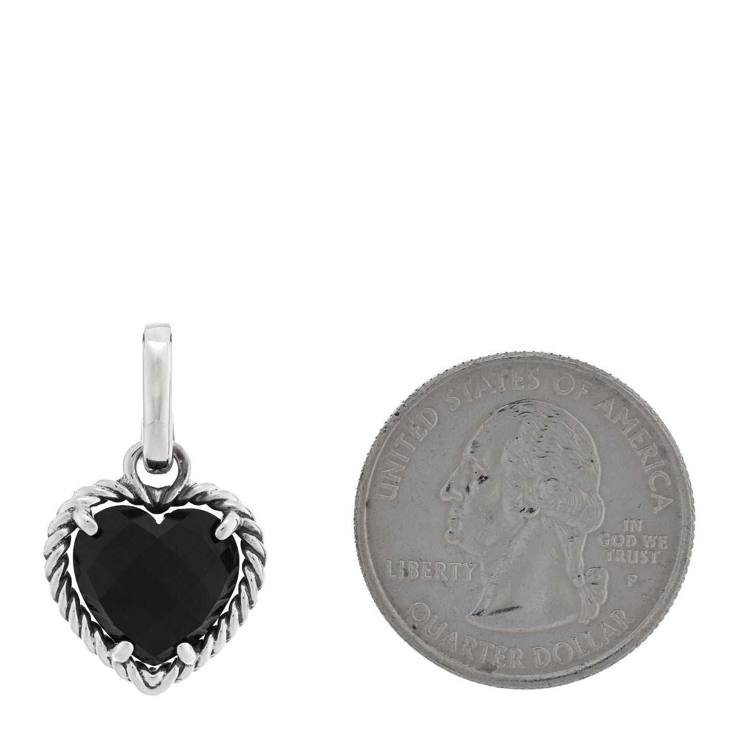 Sterling Silver Black Onyx Heart Charm Pendant
