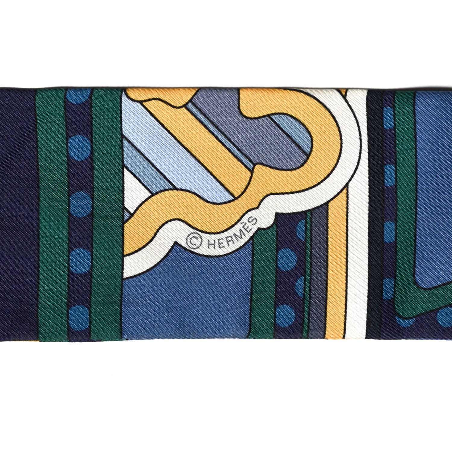 Hermes Silk Faubourg Rainbow Twilly Blue Jaune Vert 3 of 4