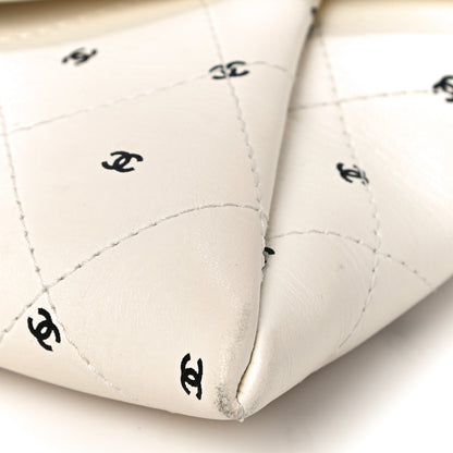 Chanel Printed Lambskin Logo CC Envelope Clutch With Chain White 10 of 11