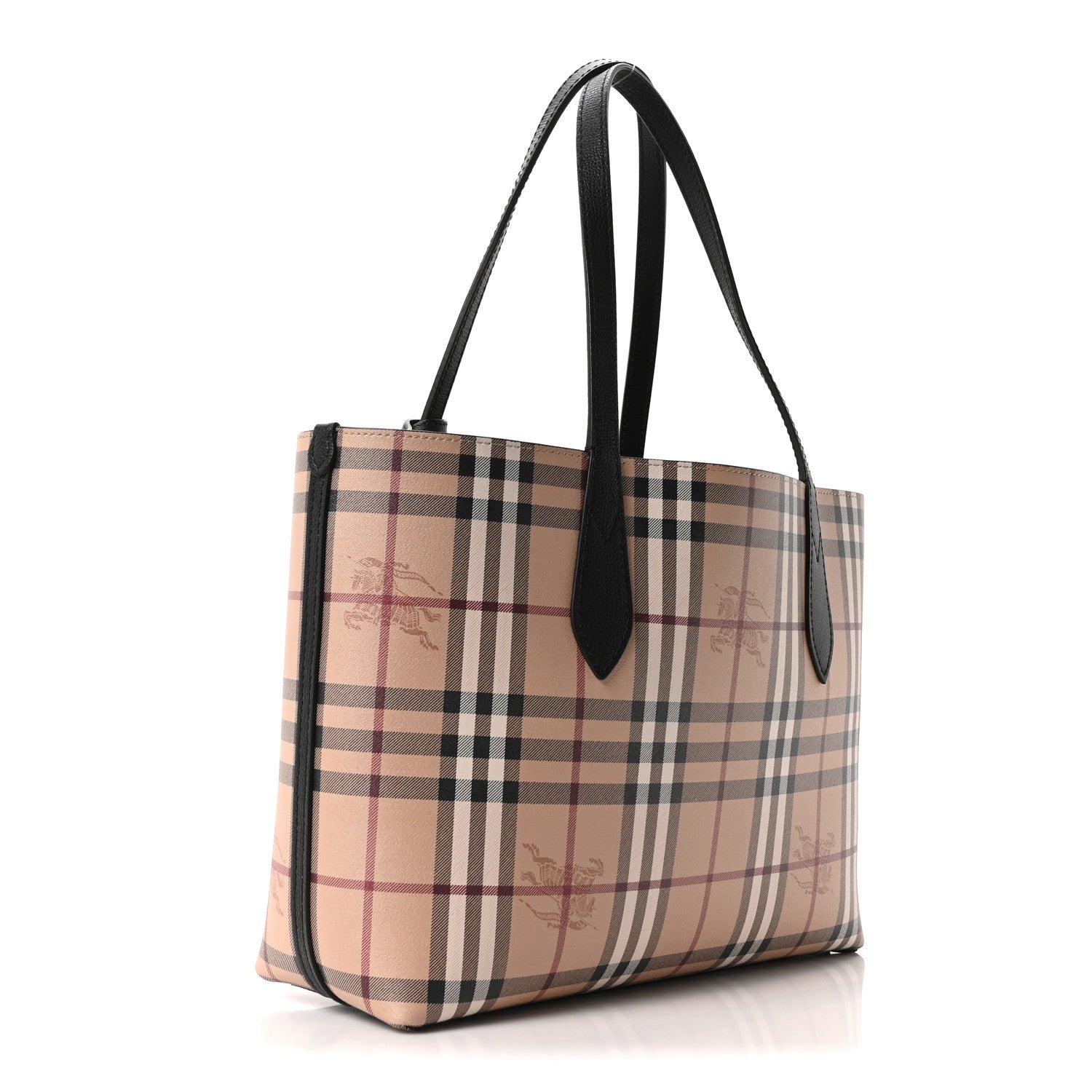 Burberry Grainy Calfskin Haymarket Check Small Reversible Tote Black 2 of 15