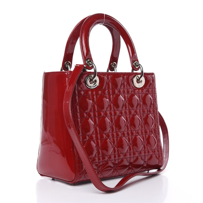 Christian Dior Patent Cannage Medium Lady Dior Red 3 of 12