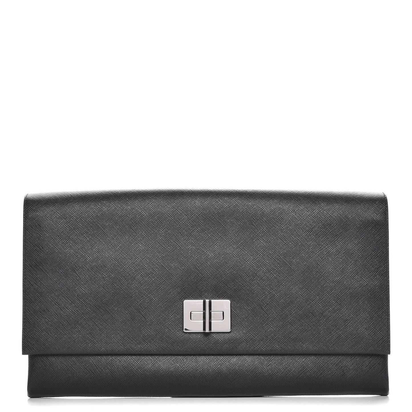 Saffiano Lux Flap Clutch Nero Black