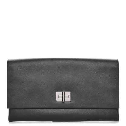 Prada Saffiano Lux Flap Clutch Nero Black 1 of 6