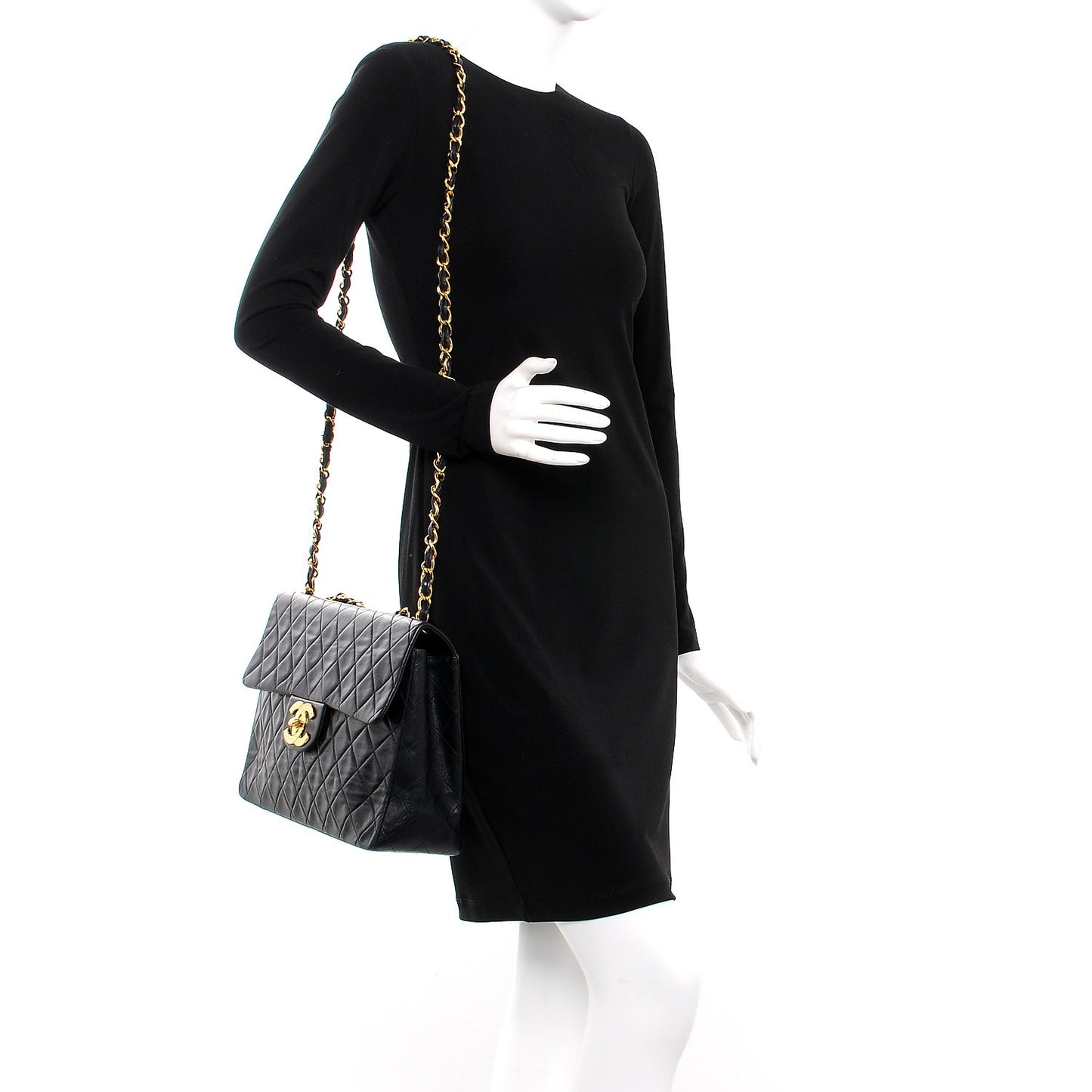 CHANEL Lambskin Quilted XL Jumbo Single Flap Black