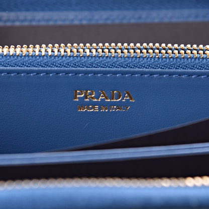 Prada Saffiano Vernice Zip Around Wallet Azzurro 6 of 7