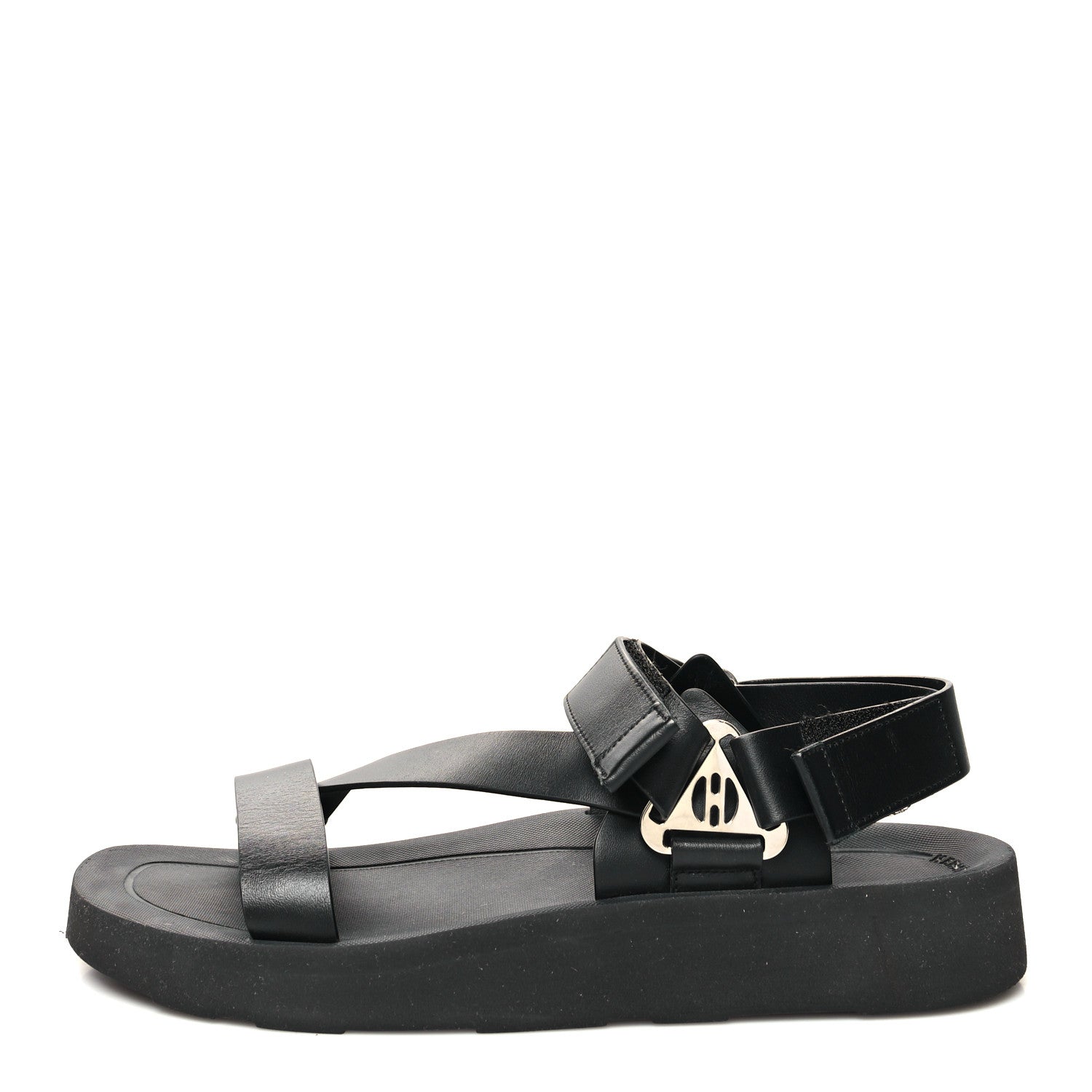 Hermes Calfskin Womens Enid Sandals 43 Black 1 of 9