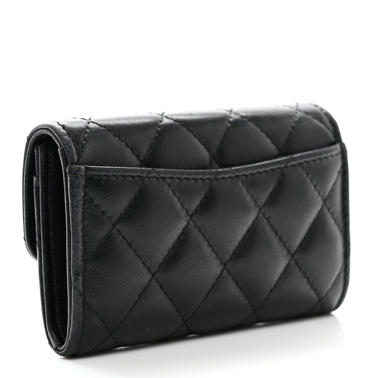 Chanel Lambskin Quilted Flap Card Holder Wallet Black 3 of 9