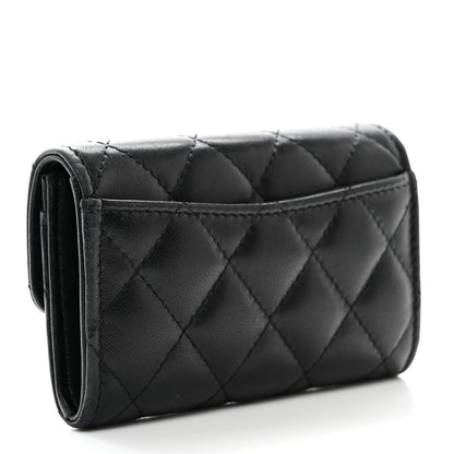 Chanel Lambskin Quilted Flap Card Holder Wallet Black 3 of 9