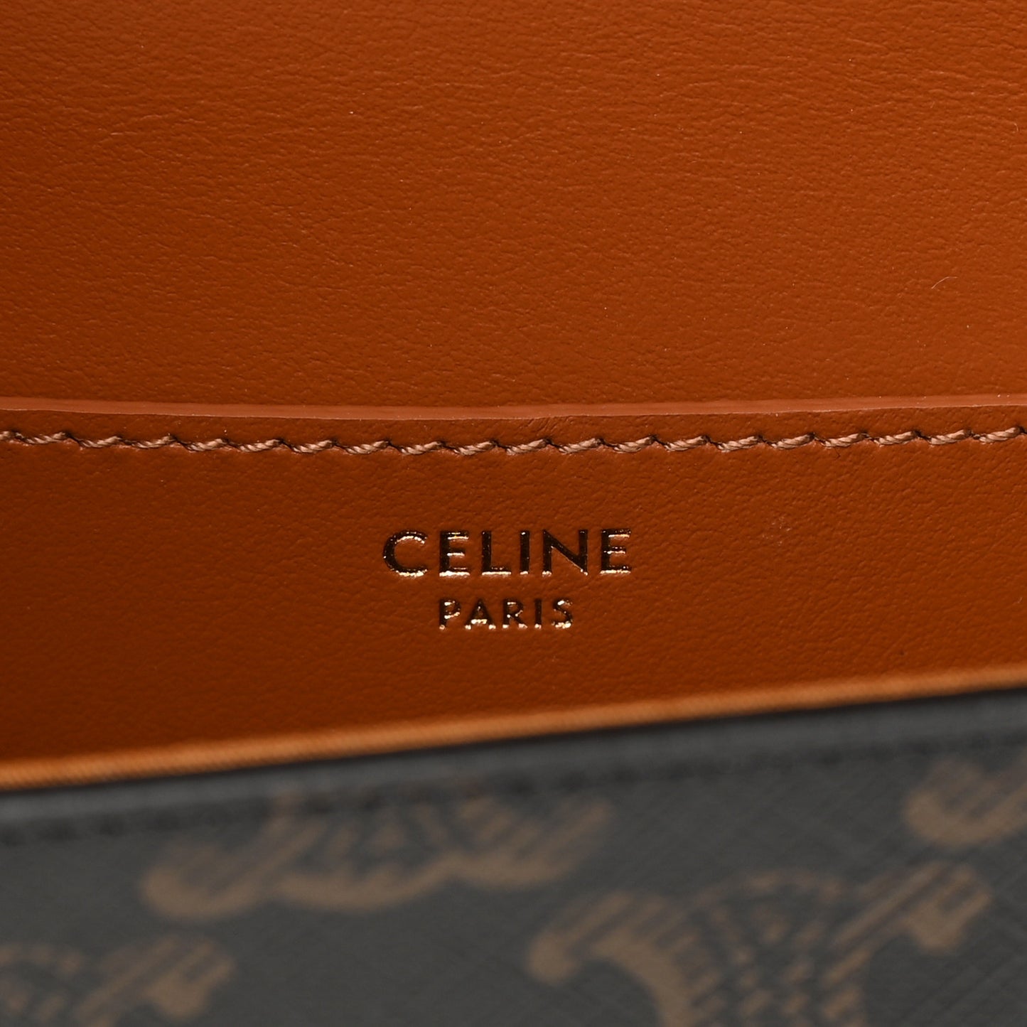 Triomphe Canvas Calfskin Tabou Clutch on Strap Tan