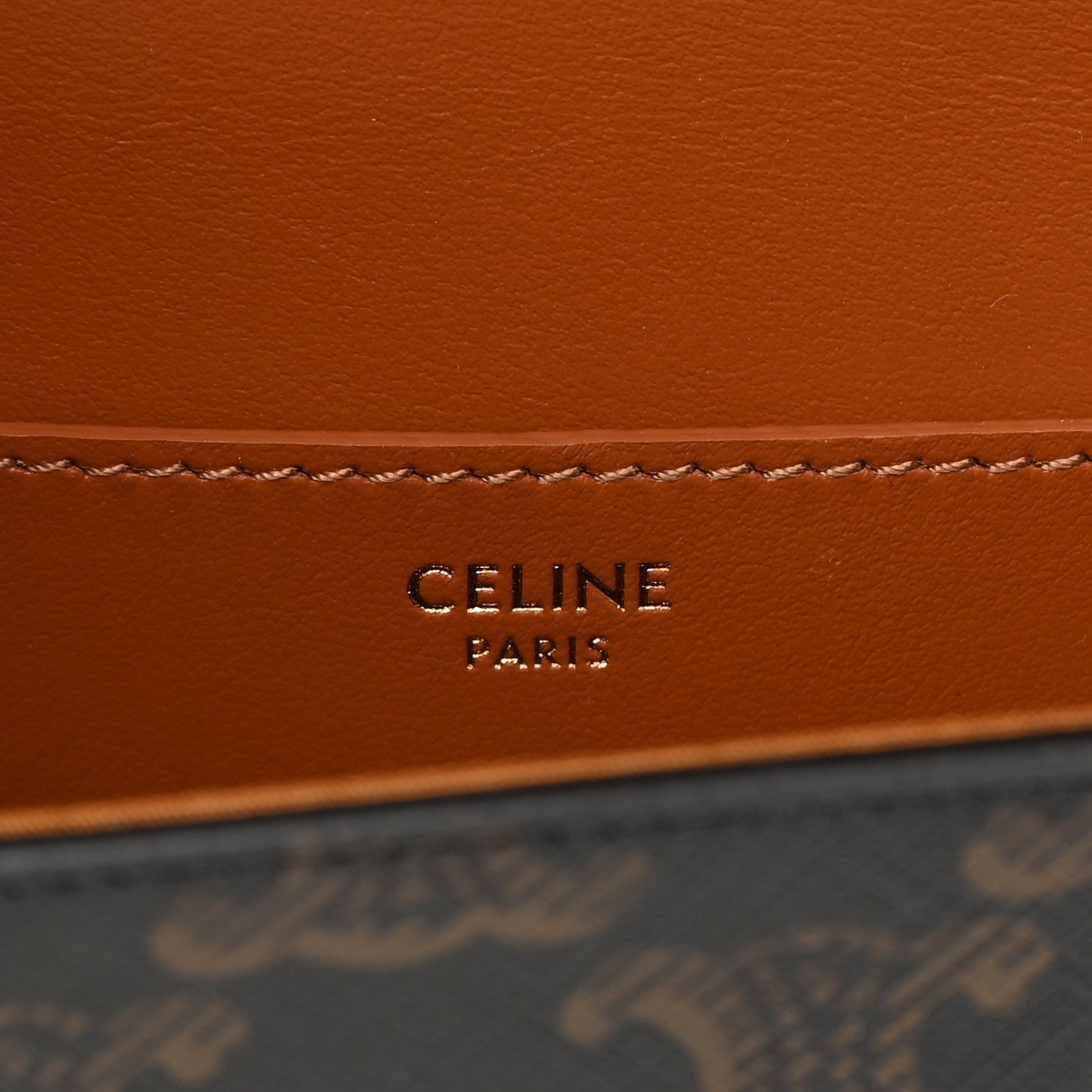 Celine Triomphe Canvas Calfskin Tabou Clutch on Strap Tan 6 of 11