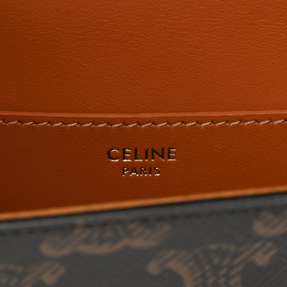 Celine Triomphe Canvas Calfskin Tabou Clutch on Strap Tan 6 of 11