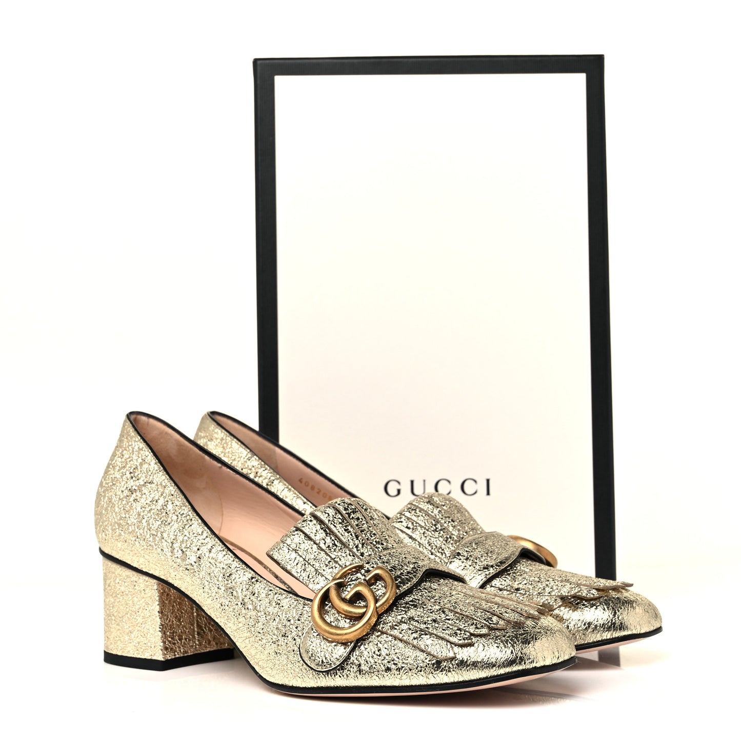 Galassia GG Marmont Fringe 50mm Loafer Pumps 41 Platino