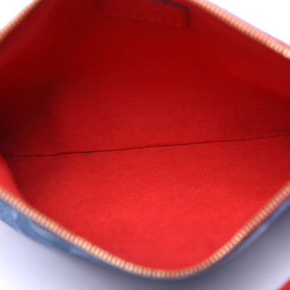 Louis Vuitton Denim Damier Monogram Patchwork Neverfull MM Pochette Bleu Rouge 5 of 10