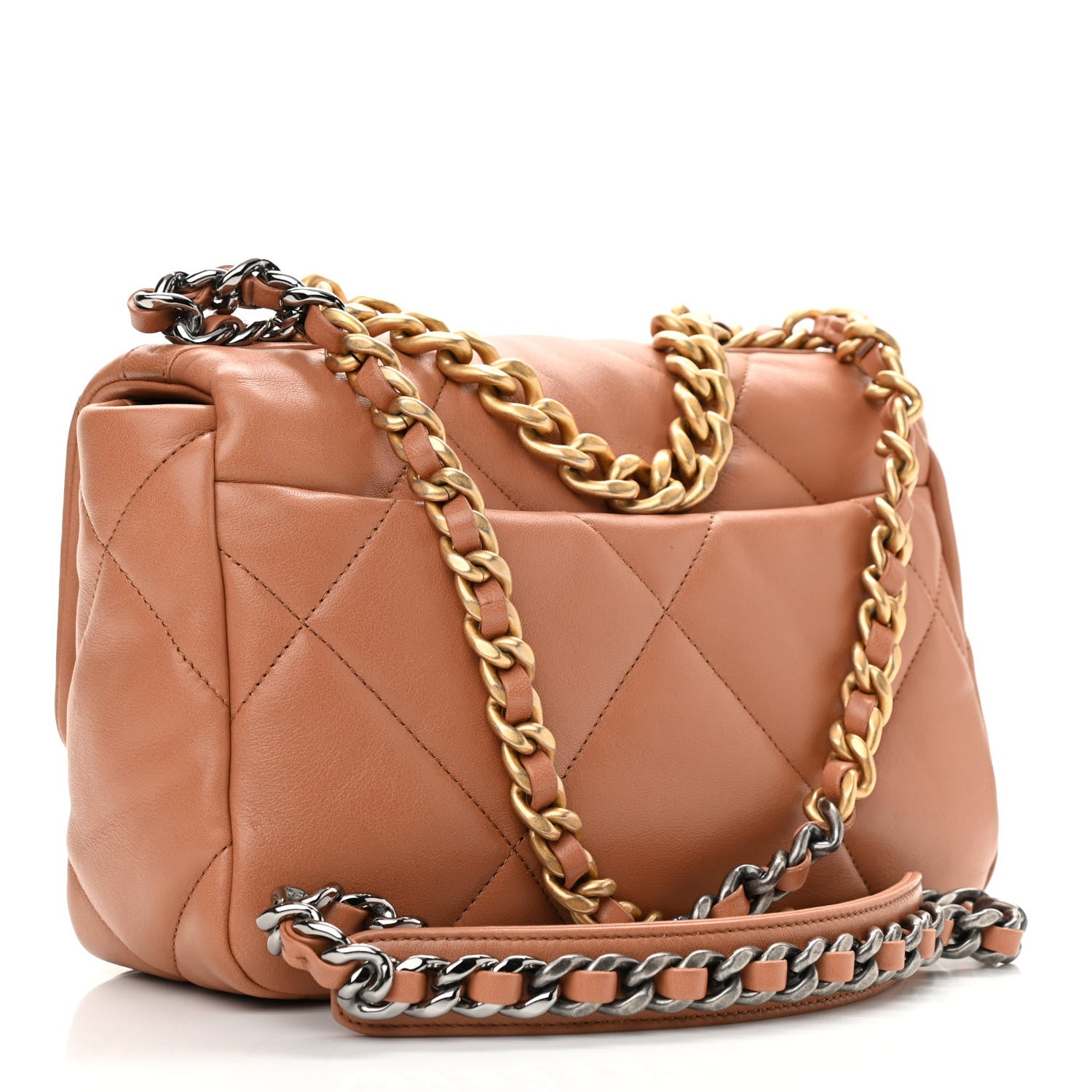 Chanel Lambskin Quilted Medium Chanel 19 Flap Light Brown 3 of 11