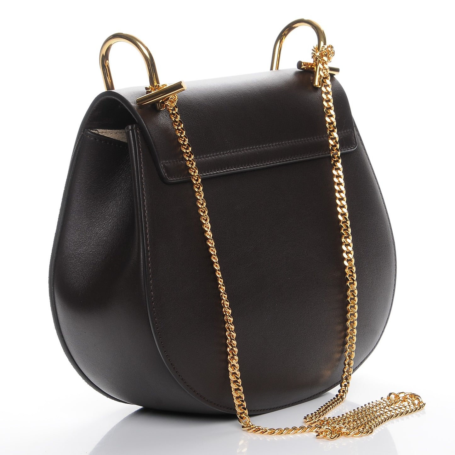 Suede Smooth Calfskin Drew Shoulder Bag Carbon Brown