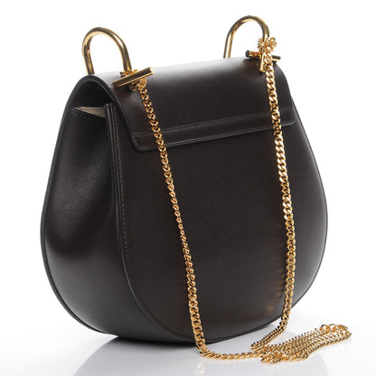 Chloe Suede Smooth Calfskin Drew Shoulder Bag Carbon Brown 3 of 12