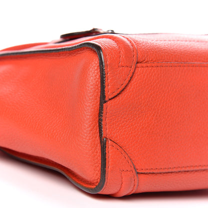 Celine Drummed Calfskin Nano Luggage Vermillion 9 of 10