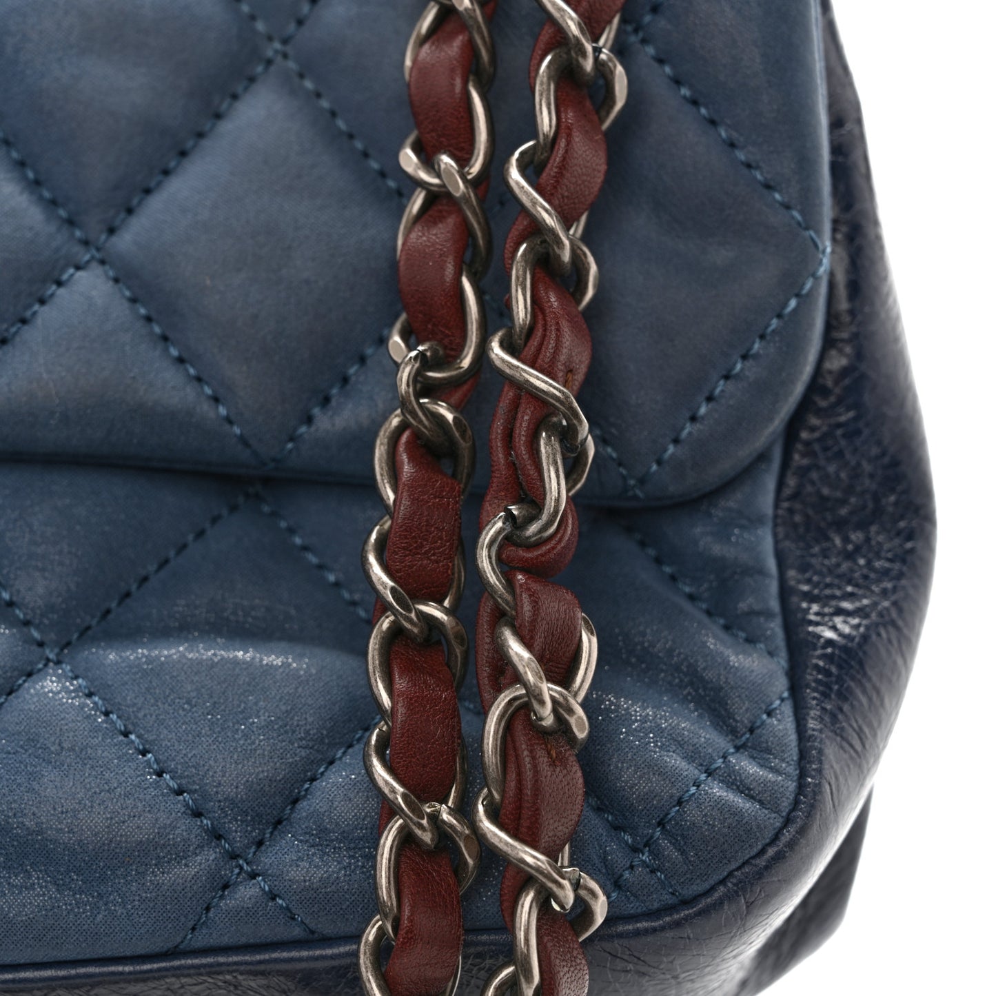 Iridescent Calfskin Medium In The Mix Flap Blue