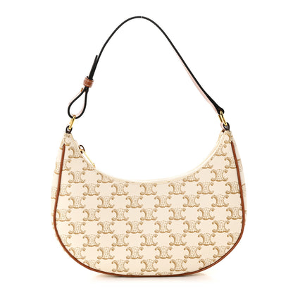Celine Canvas Calfskin Ava Triomphe Shoulder Bag White 1 of 12