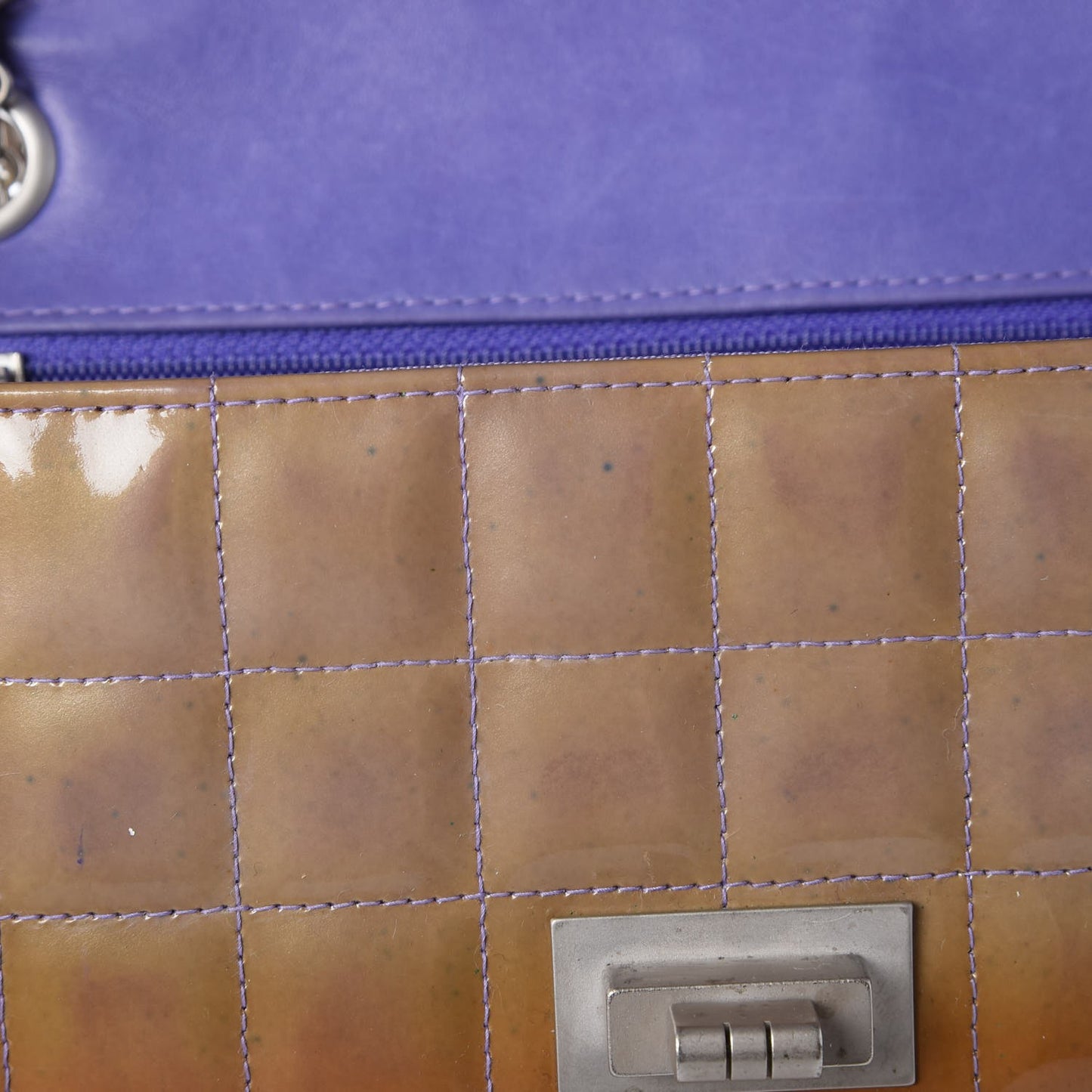 Patent Chocolate Bar Reissue Single Flap Dark Beige