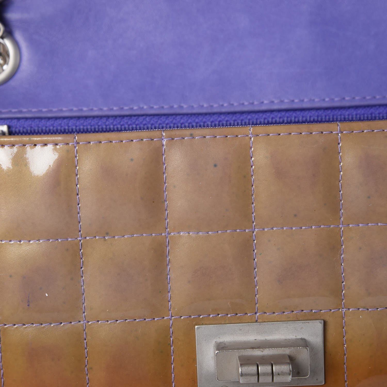 Chanel Patent Chocolate Bar Reissue Single Flap Dark Beige 10 of 14